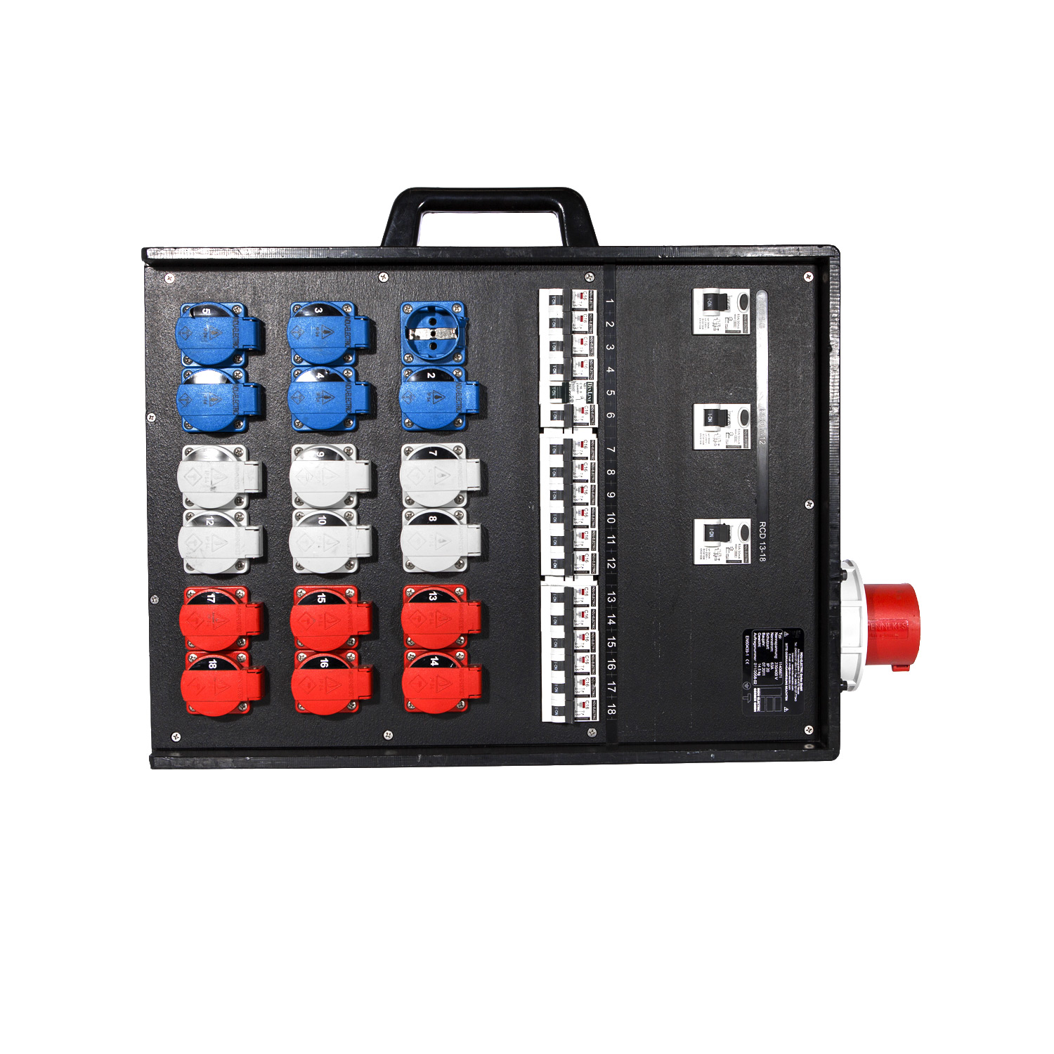 Distro Box 463 Briefcase > 18xSchuko RCD Looped
