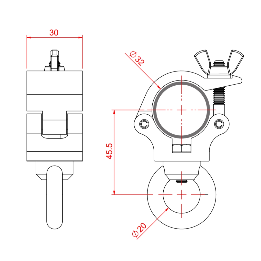 Secondary picture of 32mm Clamp with Eye Nut